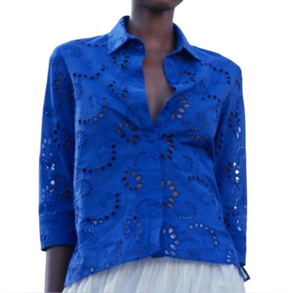 NWOT Zara Embroidered Eyelet Blouse - Picture 2 of 11
